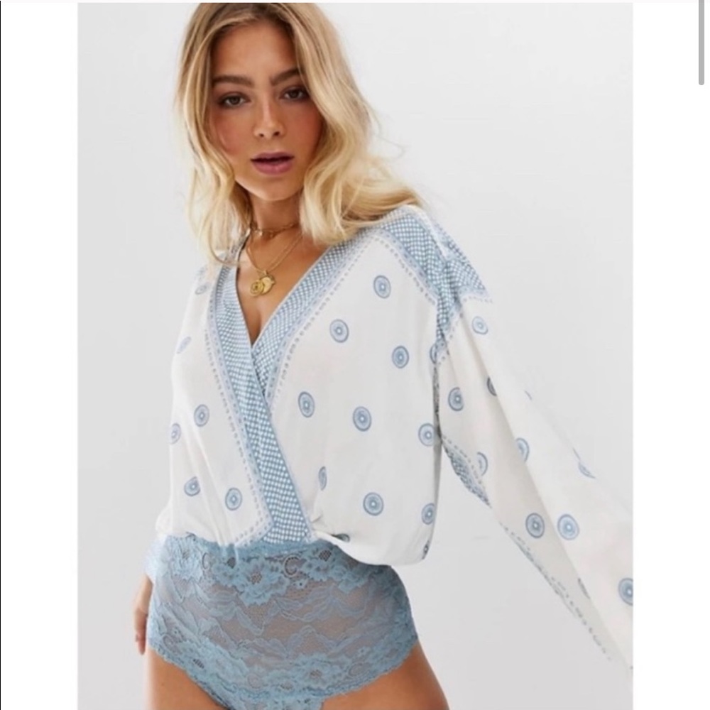 Free People On Board Wrap Printed Bodysuit